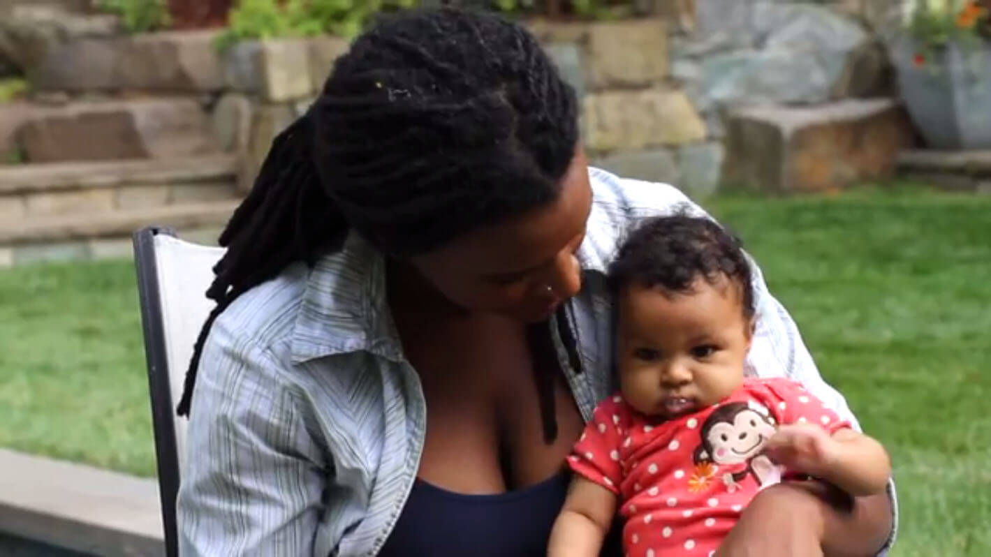 A woman with her baby daughter